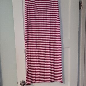 Michael Kors Pink and White Striped Maxi Skirt
